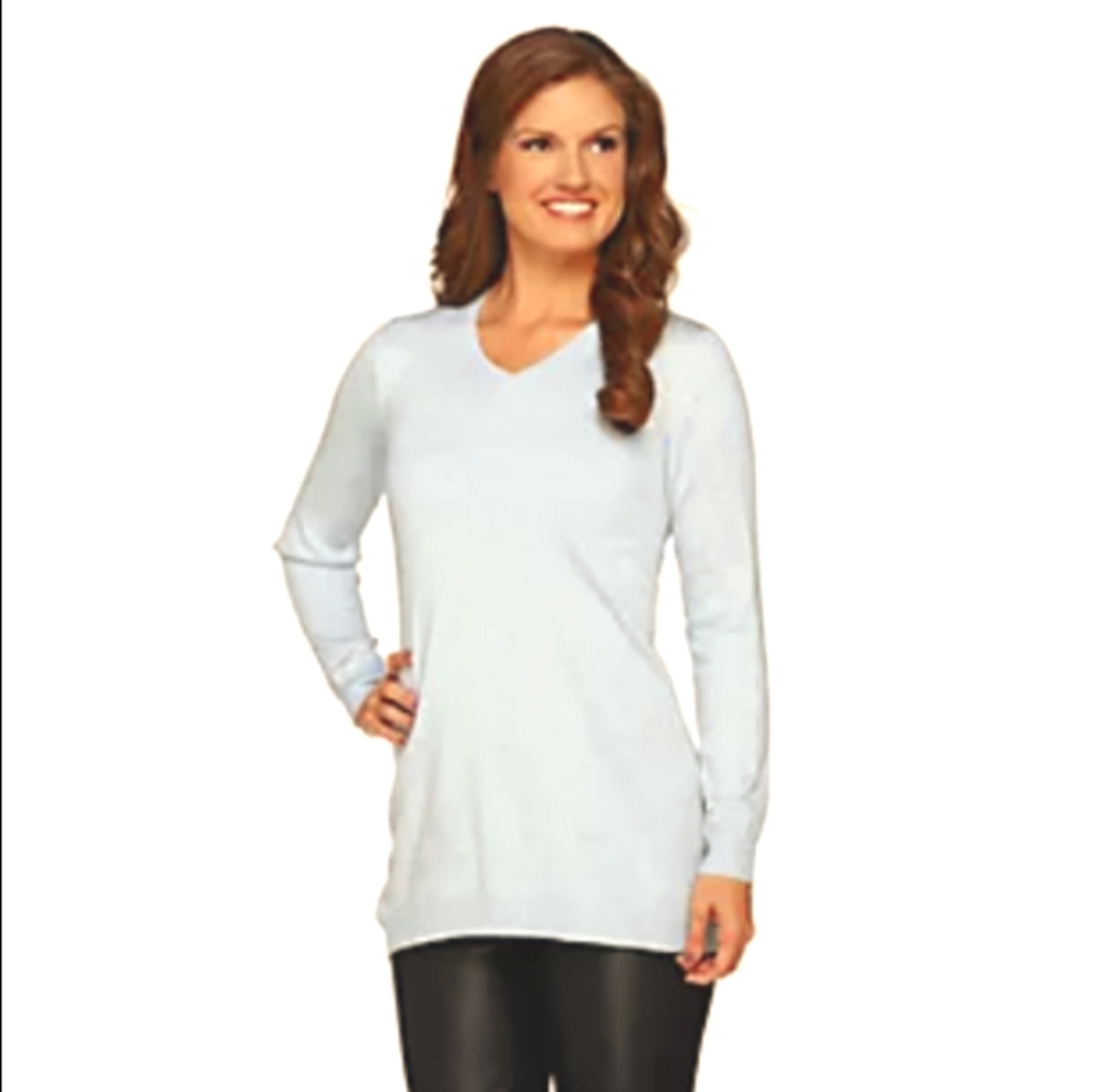 NWT Susan Graver V-neck Long Sleeve Top Sweater Tunic